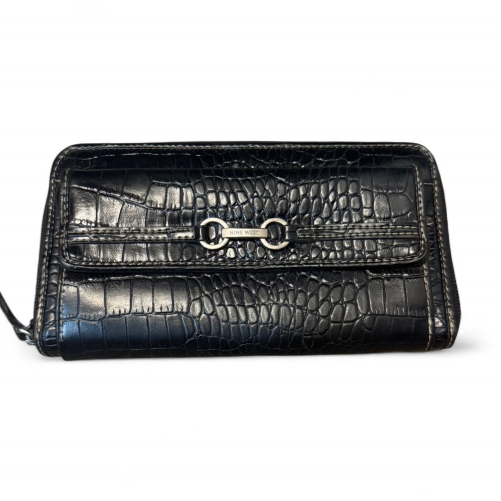Nine West | Women’s Silver & Black Faux Leather Wallet